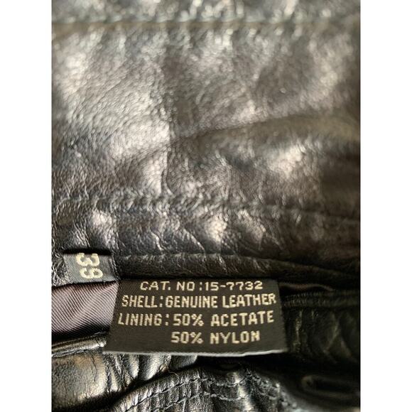 Toffs Leather Pants in Black Size 4P Petite Zip Fly Pleated Tapered Leg Lined - Picture 5 of 5